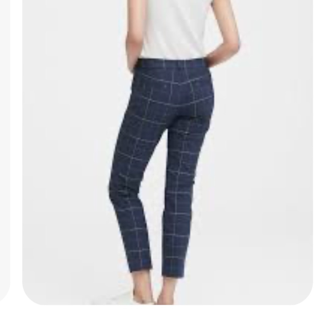 Banana Republic Sloan Skinny-Fit Plaid Ankle Pant Blue Plaid